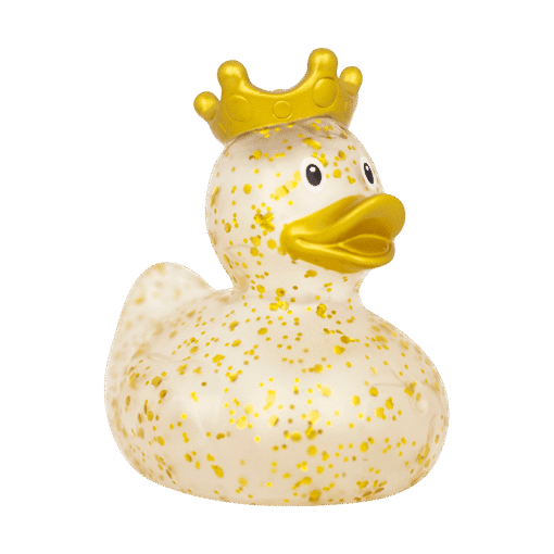Glitter-badeand med krone, gull