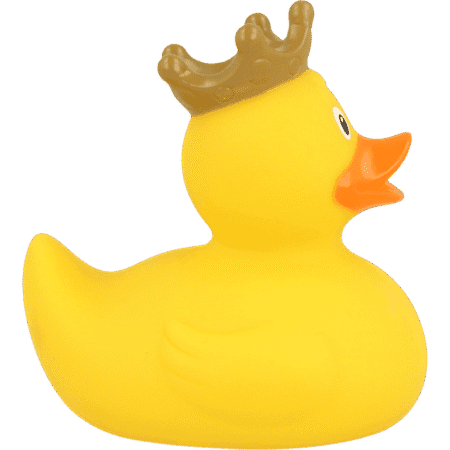 Gul badeand med krone
