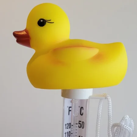 Badeand med badetermometer