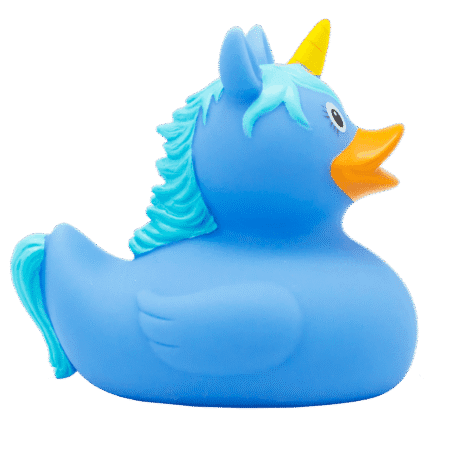 Blå enhjørning-badeand
