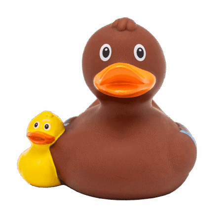 Badeand-mamma med barn