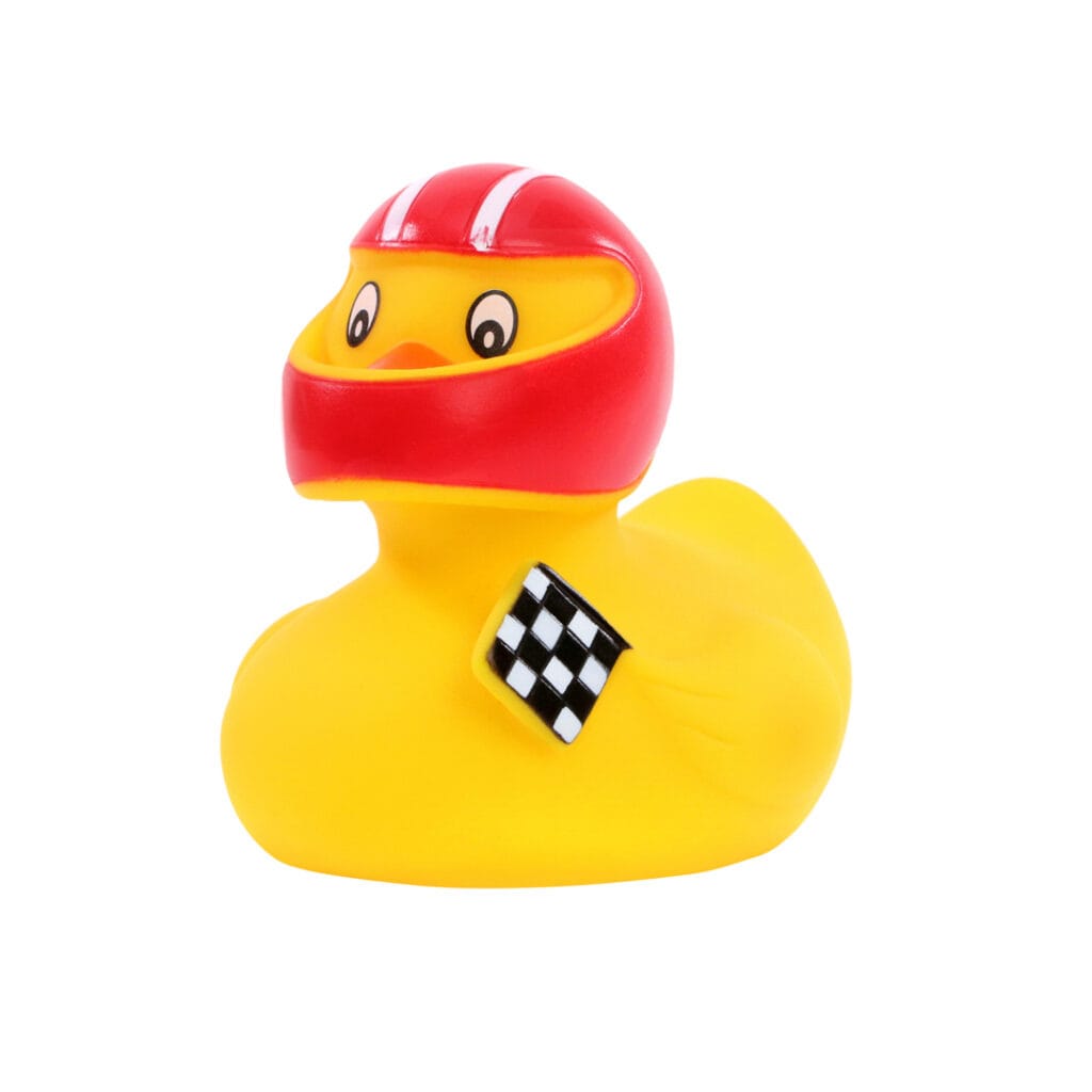 Badeand Racer med hjelm – Kvakky Duck