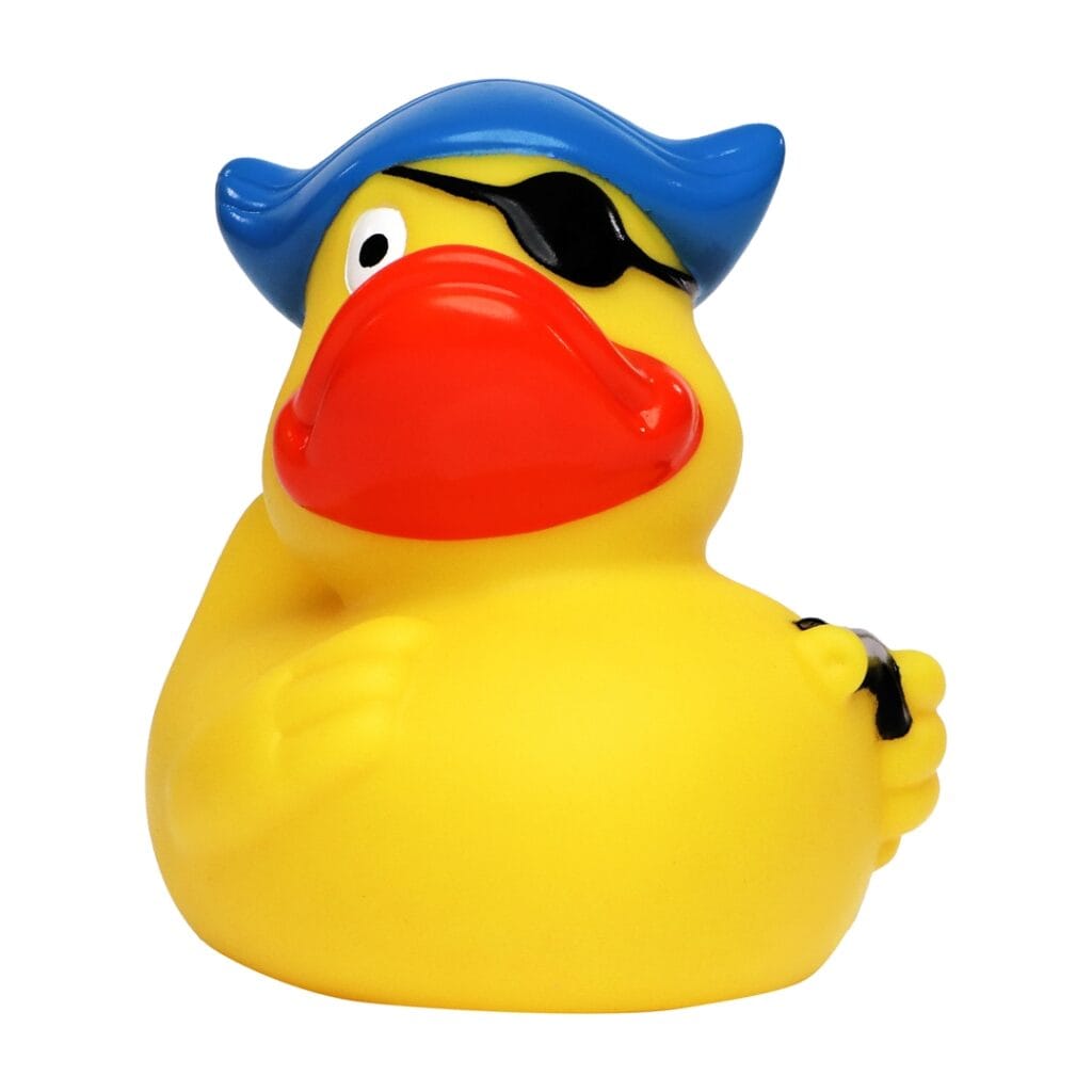 Badeand Pirat med lapp for øyet og hatt – Kvakky Duck