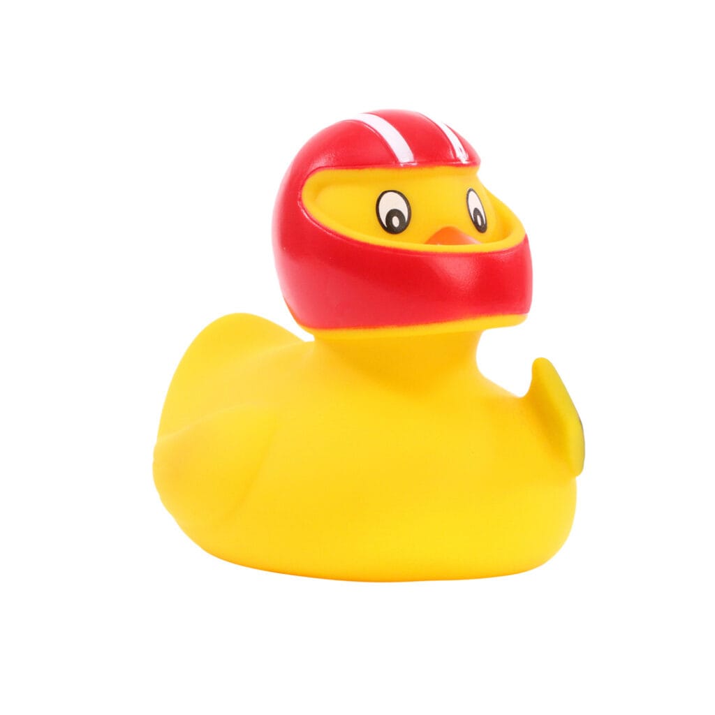 Badeand Racer med hjelm – Kvakky Duck